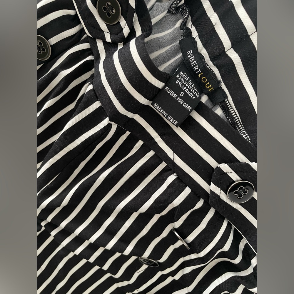 Robert Louis Striped Shorts - Black and White with button details - Picture 2 of 2